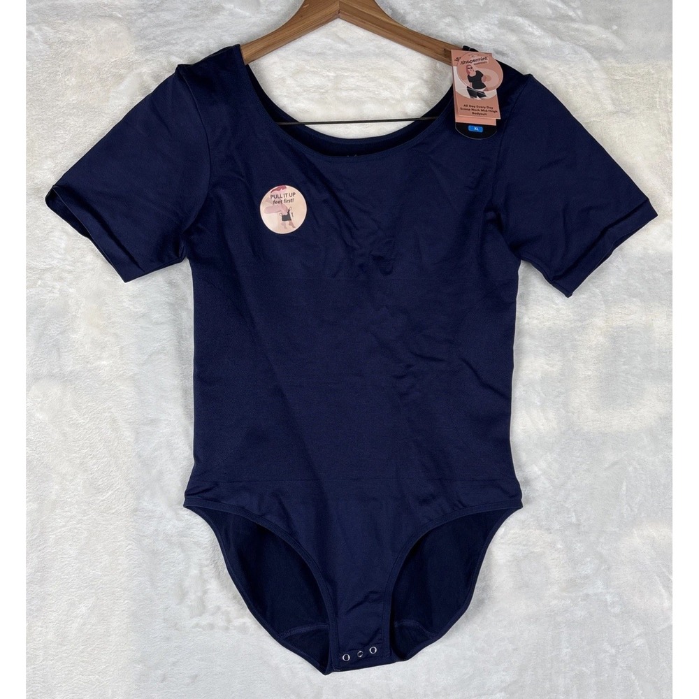 SHAPERMINT XL/TG Bodysuit Navy All Day Every Day Short Sleeve Comfort Confidence